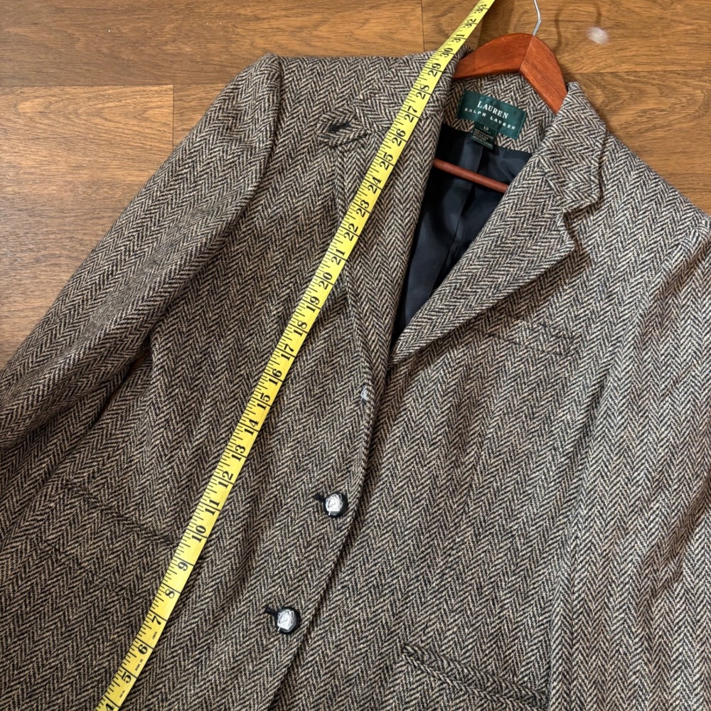 Vintage Polo Ralph Lauren Womens Equestrian Brown Herringbone Riding Blazer Coat - Picture 6 of 8